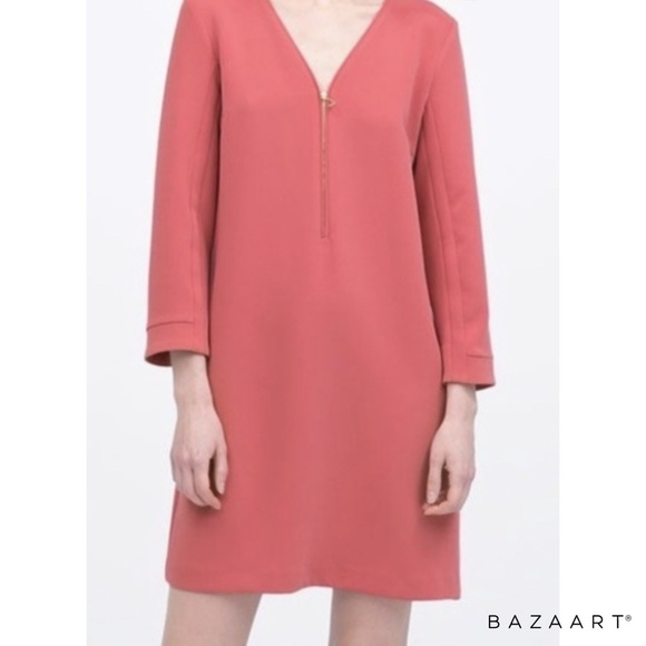 Zara Basic Zip Front Shift Dress Sz:M - Picture 2 of 5